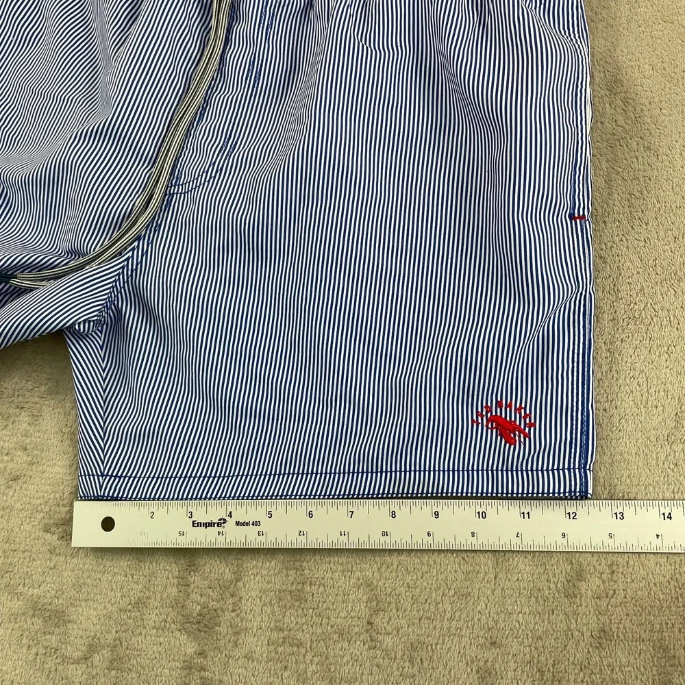 Ted Baker London‎ Swim Trunks Men 5 XL Blue Striped Mesh Lined Lobster Logo NWOT